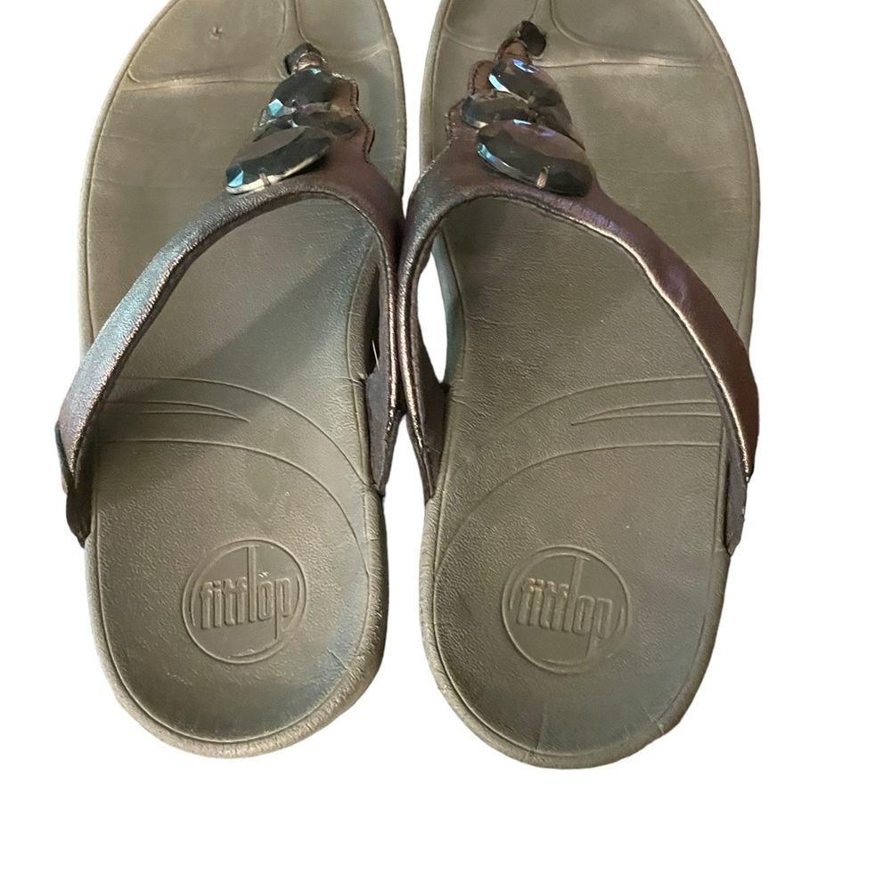 Fitflop Thong Sandals Brown with Bling Size 7 - Picture 5 of 9